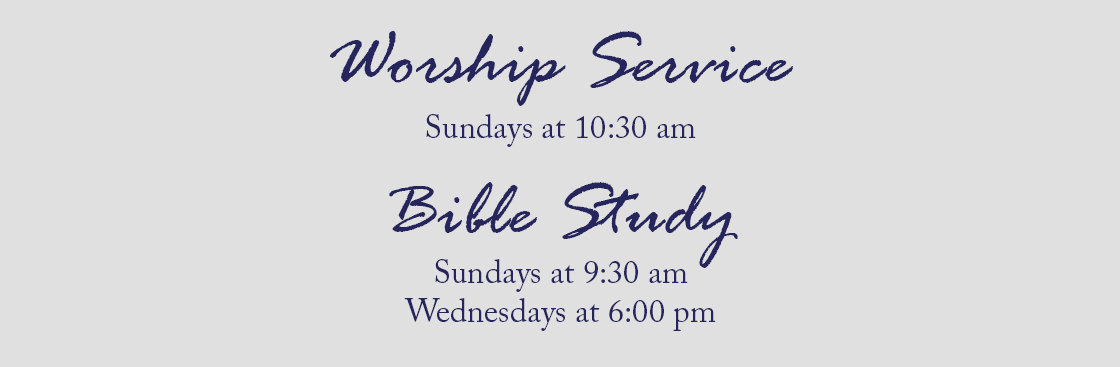 Sunday worship service at 10:30 a m and Bible study on Sunday morning at 9:30 a m and Wednesday at 6 p .
