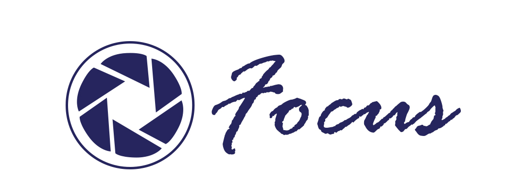 camera lens symbol with caption Focus