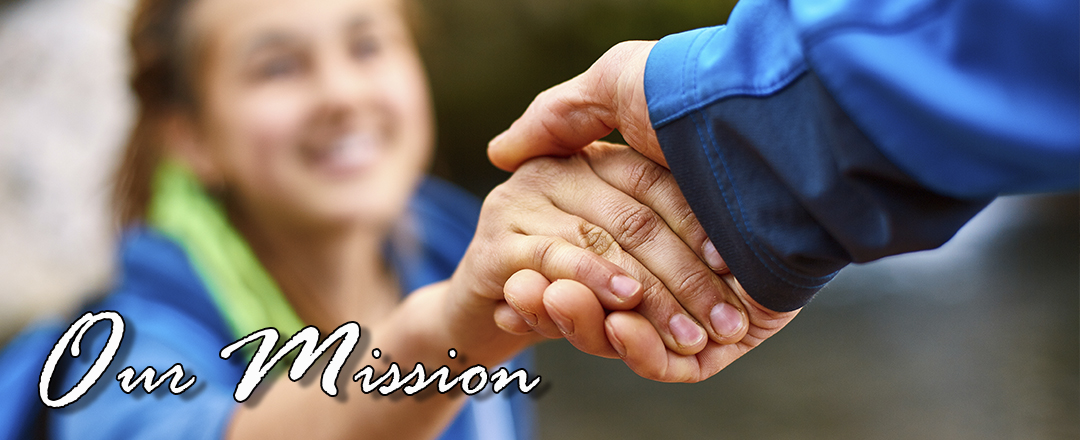 photo of helping hand being extended with caption Our Mission