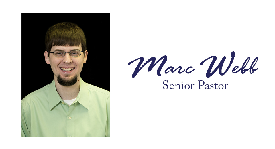 photo of young pastor with the caption Marc Webb, senior pastor